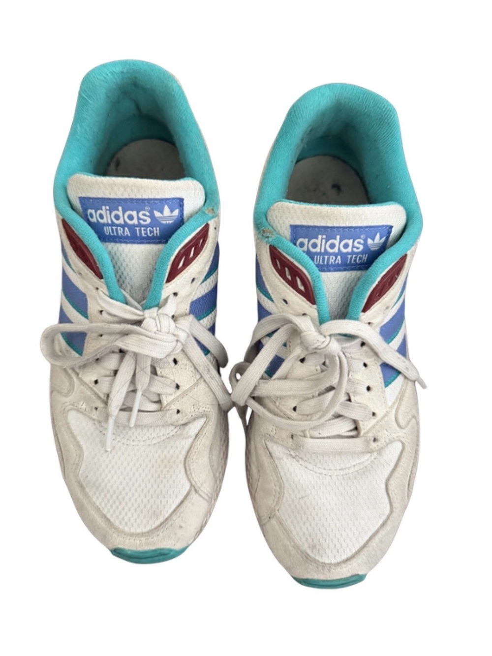 adidas White Turquoise & Blue Retro Athletic Sneakers